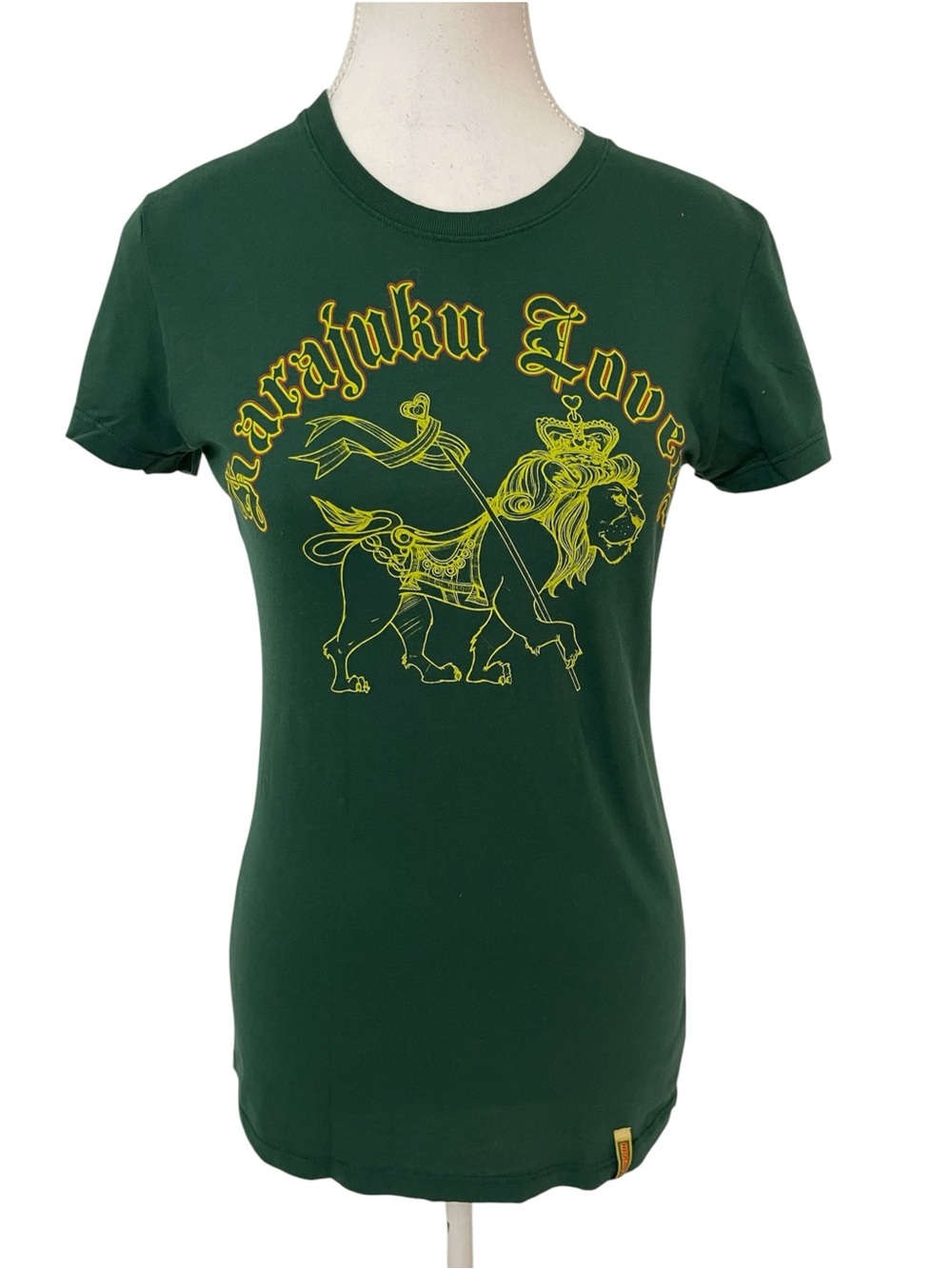 Harajuku Lovers Forest Green Tee with Yellow Lion Graphic